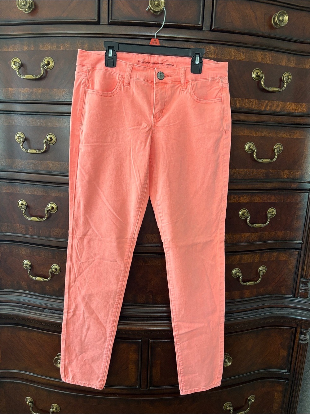 American Eagle Bright Neon Orange Skinny Jeans (Jeggings) size 8
